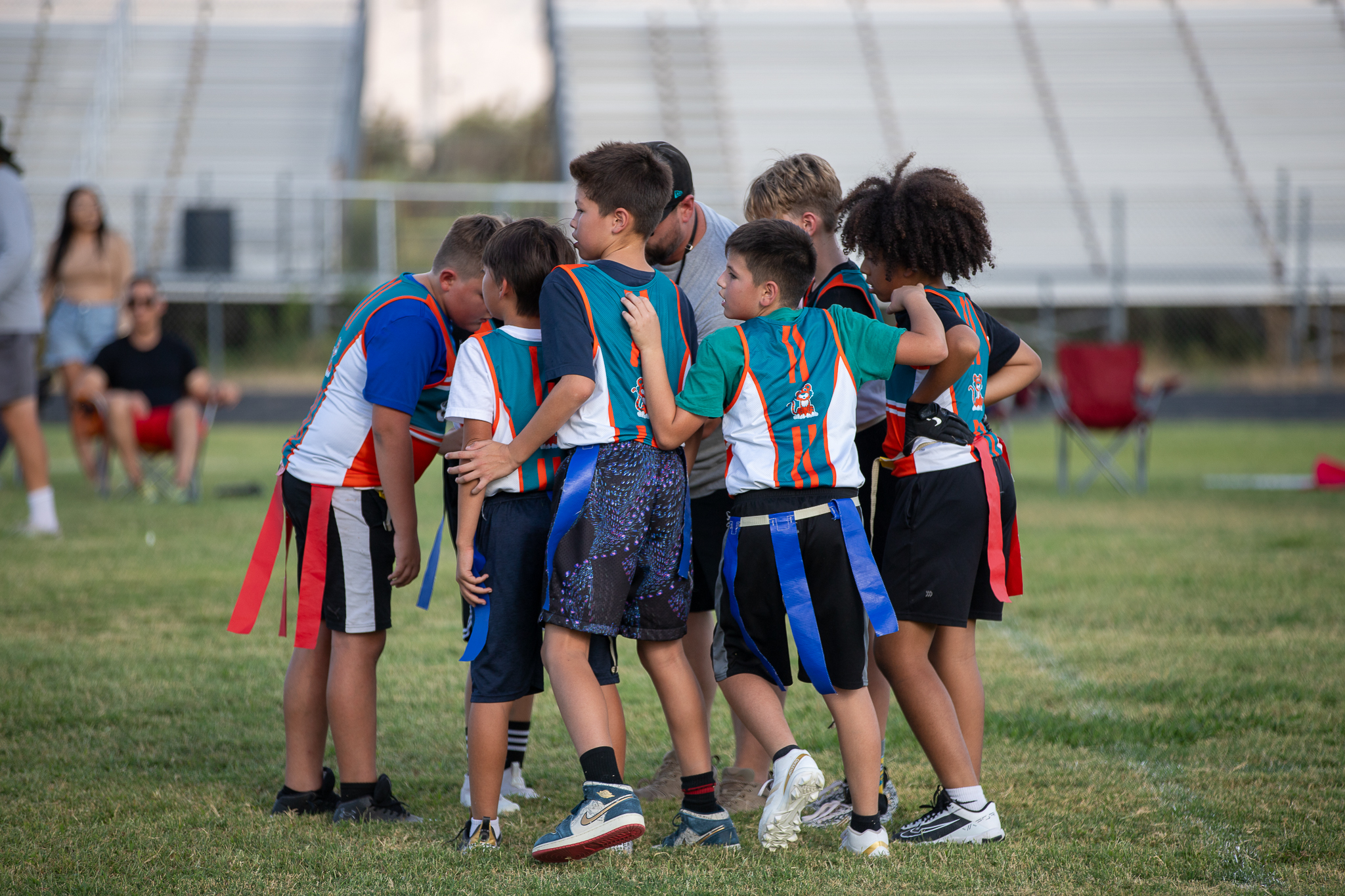 The Gale players huddle on the field